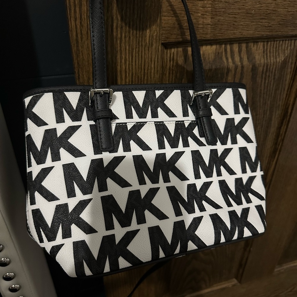 Michael Kors Logo XS Saffiano crossbody tote.